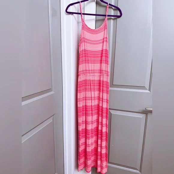Fourteenth Place Pink & White Striped Maxi Dress Size Medium - Picture 3 of 4